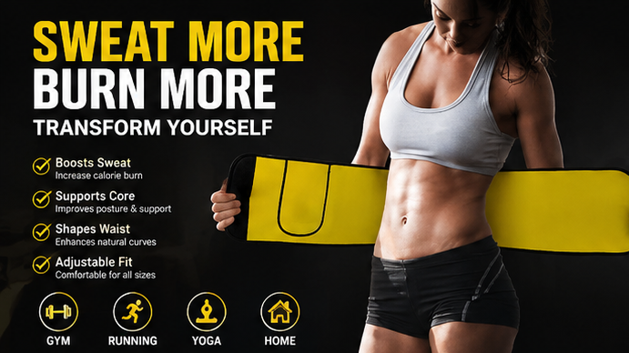 Wellvo Sweat Belt for Men & Women – Adjustable Waist Trimmer Belt for Workout, Gym, Running & Daily Fitness | Non-Tearable & Comfortable Fit