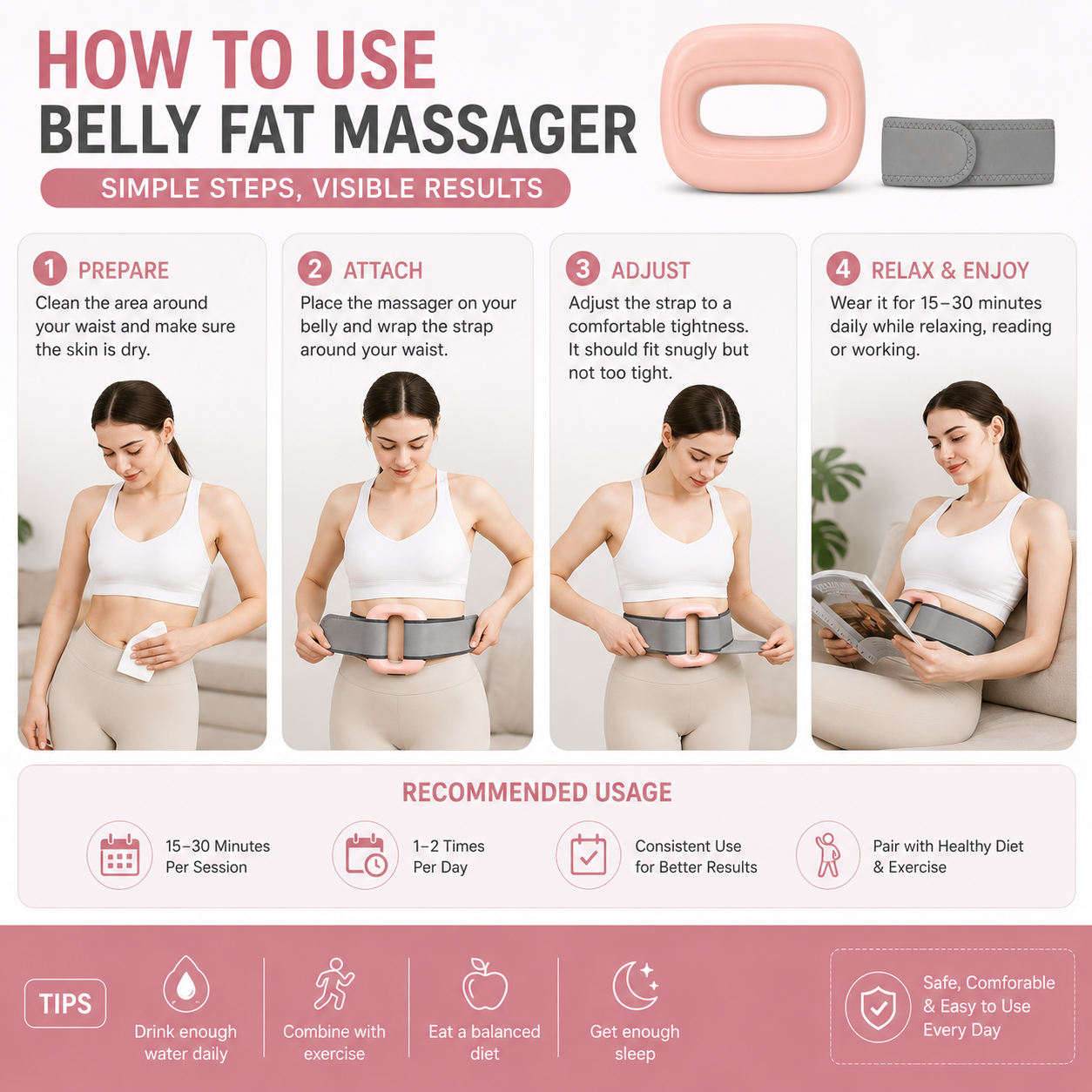 Comfort Belly fat Massager Belt | Adjustable Fit | Lightweight & Easy Daily Use