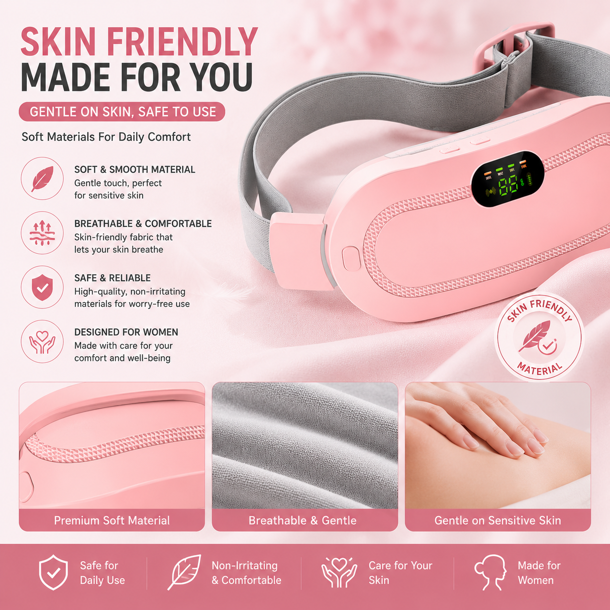 Portable Heating Pad Belt – Rechargeable Heat & Vibration Comfort Belt for Waist & Abdomen