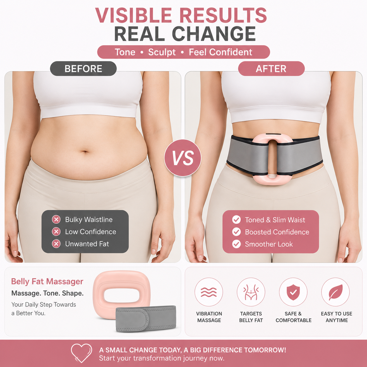 Comfort Belly fat Massager Belt | Adjustable Fit | Lightweight & Easy Daily Use