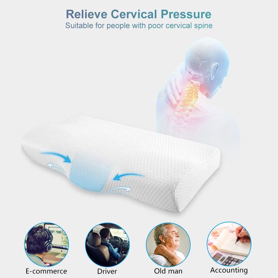 Memory Foam Solid Orthopaedic Pillow for Neck Pain Relief White